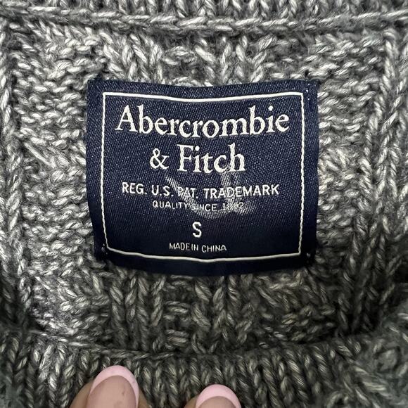 VTG Y2K Abercrombie and Fitch Chunky Cable Knit Sweater Women S Gray Fisherman - Picture 5 of 12